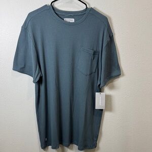 Bearded goat waffle shirt top blue slate‎